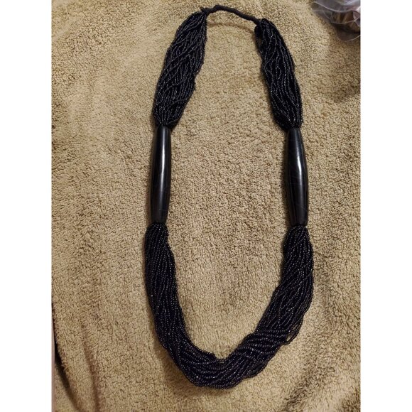 Vintage Beaded Necklace with Large Bone - Bold Monies Runway Style - Picture 4 of 5